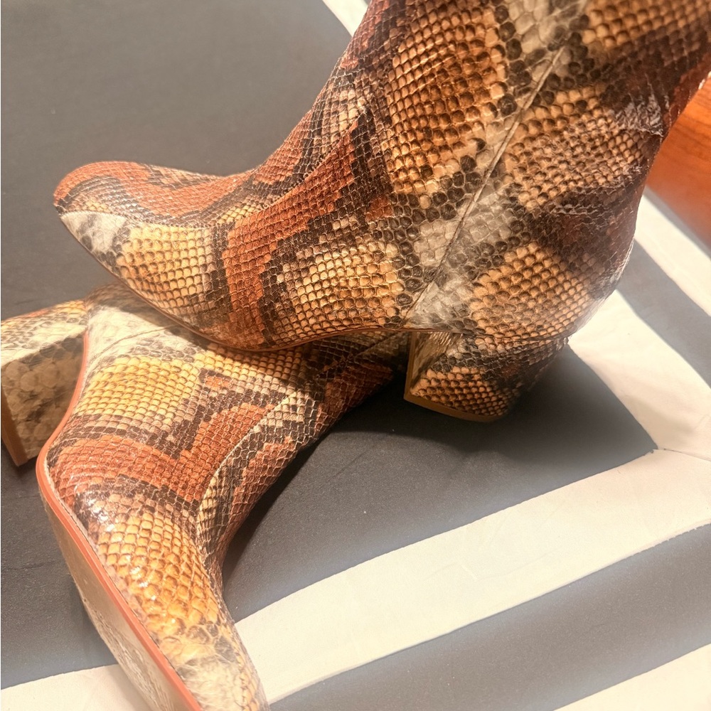 Chinese Laundry Multicolor Snakeskin Heeled Boots